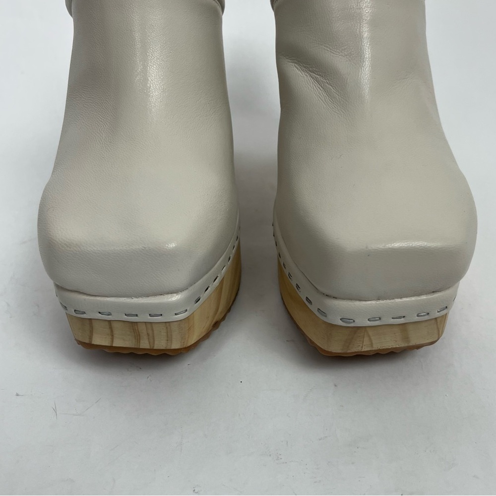 Steve Madden Cream Leather Clog Mules - Picture 5 of 9